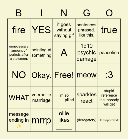 ollie bingo 2 Bingo Card