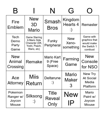 Switch 2 Direct Bingo Card