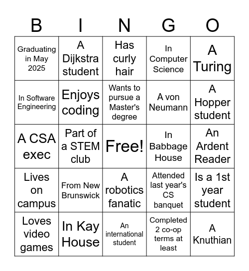 CS End of Year Celebration Banquet - 2025 Bingo Card