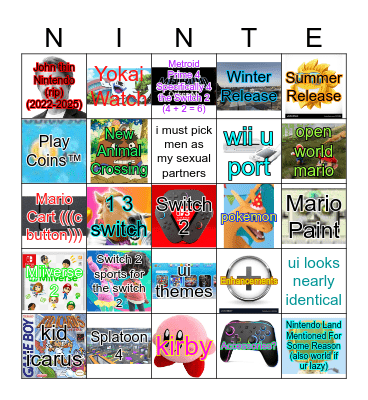 Nintendo Switch 2 (very legit) Bingo Card