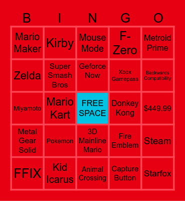 Switch 2 Bingo Card