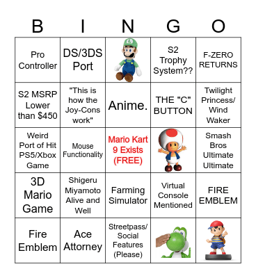 Nintendo Direct 04.02.25 Bingo Card