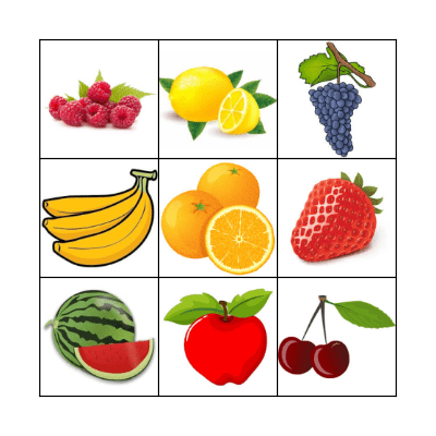 Fruits Bingo Card