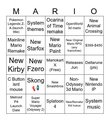 switch 2 electric boogaloo Bingo Card