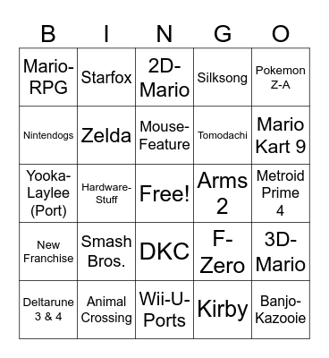 Nintendo Switch 2 - Direct Bingo Card
