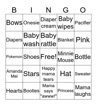 Baby BINGO Card