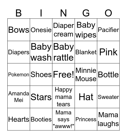 Baby BINGO Card