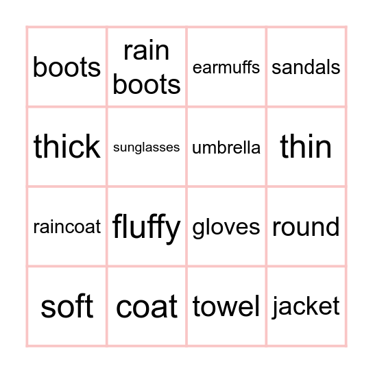 HFE U4 Bingo Card