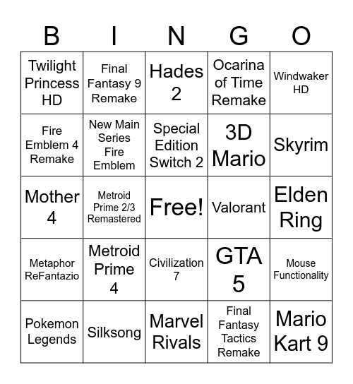 Switch 2 Direct Bingo Card