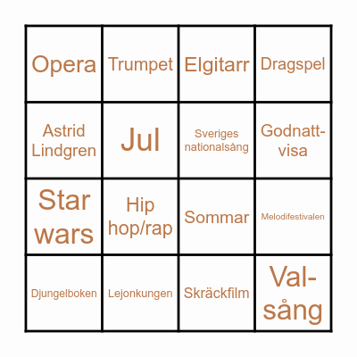 Musik-bingo Card