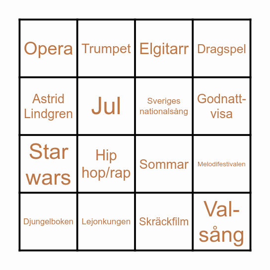Musik-bingo Card