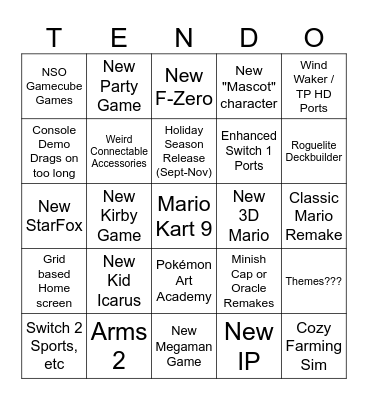 Switch 2 Direct Bingo Card