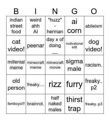 JUNTA IG REELS BINGO!!!!!!! Bingo Card