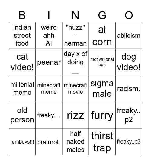 JUNTA IG REELS BINGO!!!!!!! Bingo Card