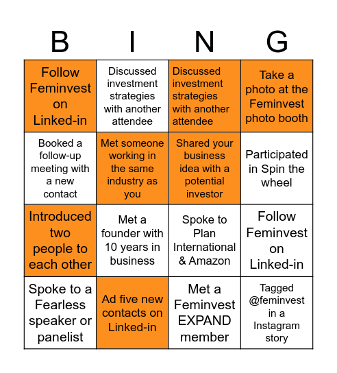 Fearless Stockholm Mingle bingo Card