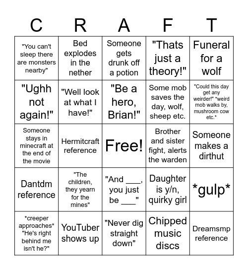 MINE Bingo Card