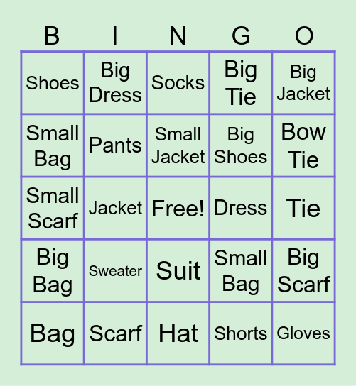 FASHION BINGO Card