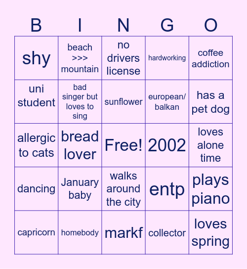 Tara’s Bingo Card