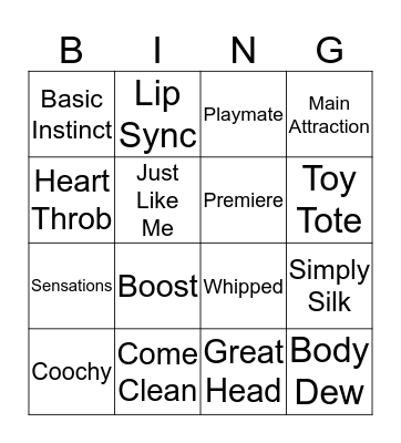 Pure Romance Bingo Card