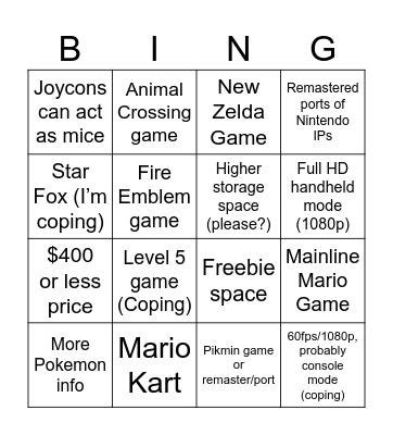 Switch 2 Direct Bingo Card