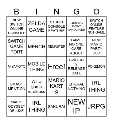 Switch 2 Direct Bingo Card