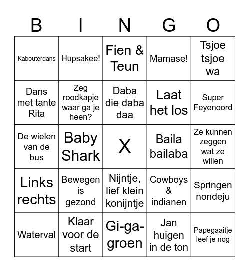 KIDS Bingo Card