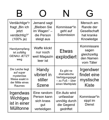 Tatort statt Paarsport Bingo Card
