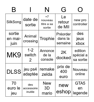 clodo bingo nintendo Bingo Card