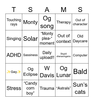 The Sun And Moon show bingo Card