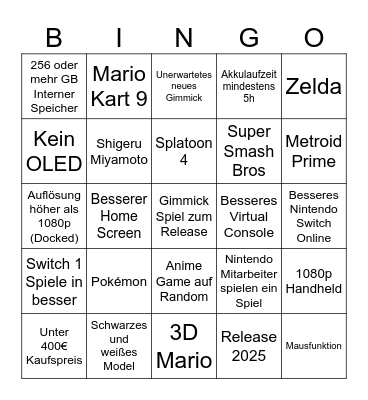 Was wird erwähnt in der Switch 2 Direct? Bingo Card