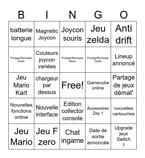 Switch 2 Bingo Card