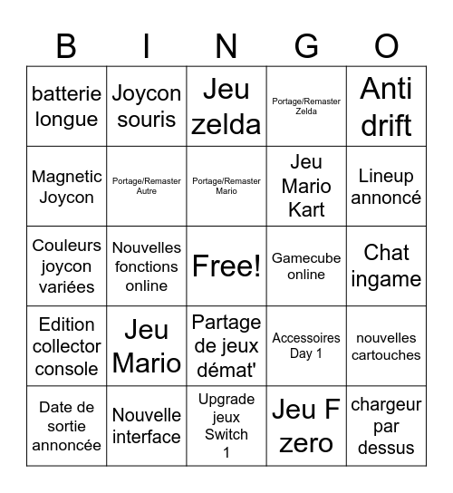 Switch 2 Bingo Card