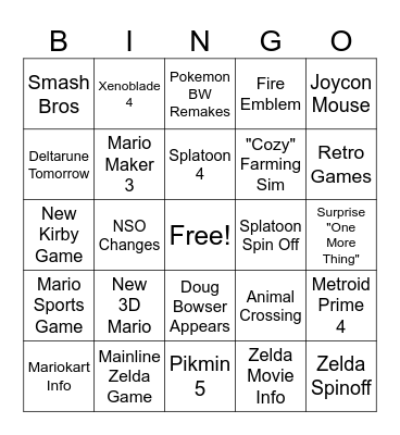 Switch 2 Direct Bingo Card