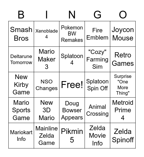 Switch 2 Direct Bingo Card