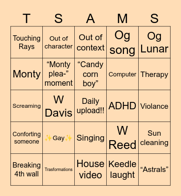 The Sun And Moon show bingo Card