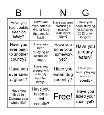 Bingo mingle Bingo Card