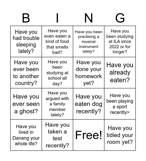 Bingo mingle Bingo Card
