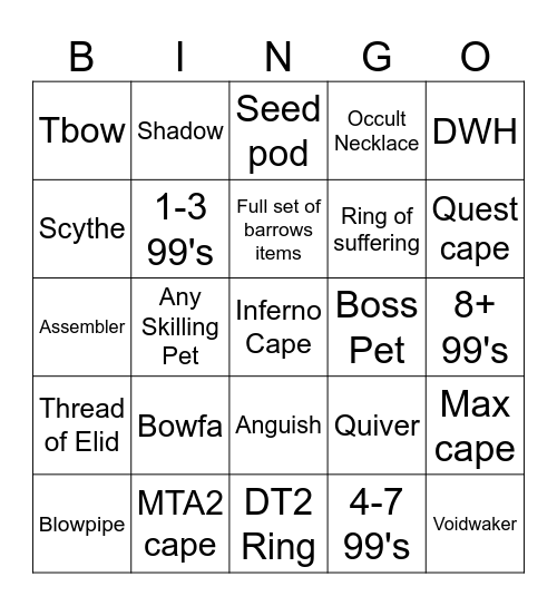 How many Items does Fred get before Dying Bingo Card