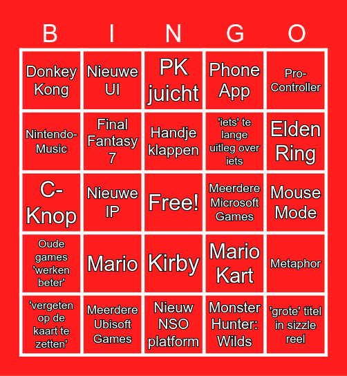 Switch 2 Bingo Card