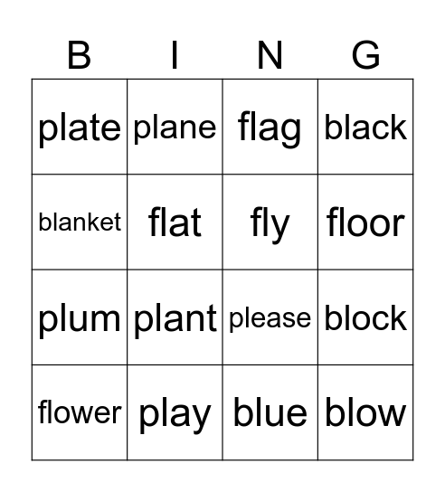 fl, pl, bl Bingo Card