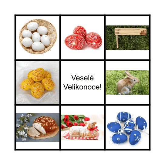 Velikonoce - Czech Easter Bingo Card
