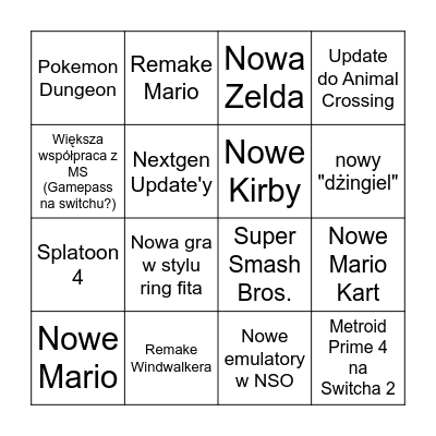 Switch 2 Direct Bingo Card