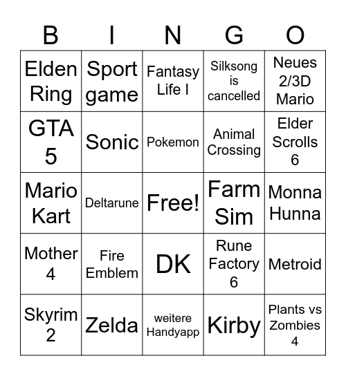 Switch 2 Direct Bingo Card
