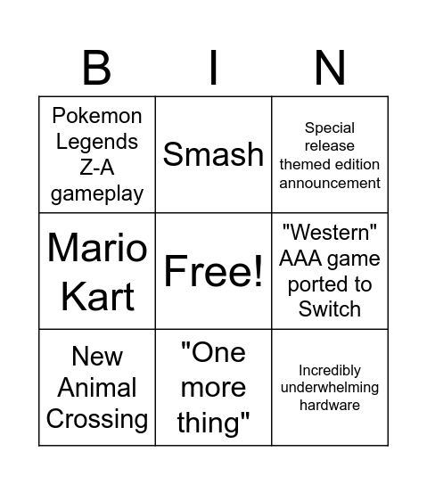 Untitled Bingo Card