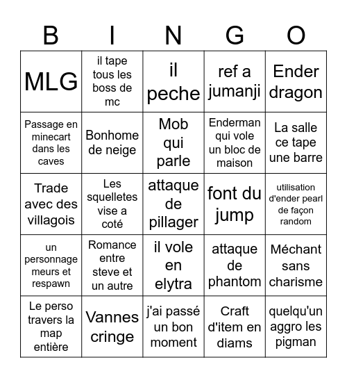 Bingo film MC Bingo Card