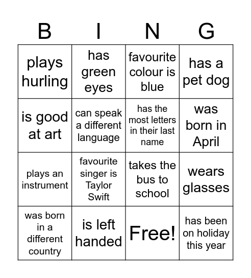 Find Someone Who... Bingo Card