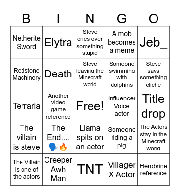 Minecraft Bingo Card