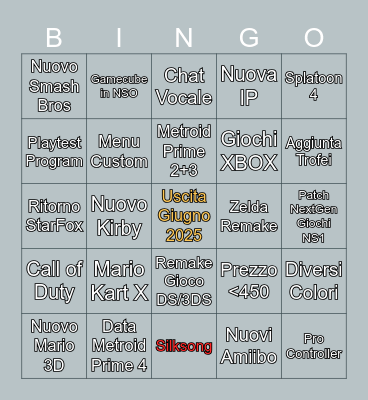 Switch 2 Bingo Card