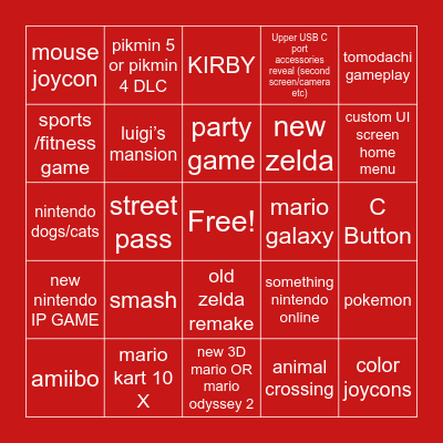 Nintendo Switch 2 Direct Bingo Card