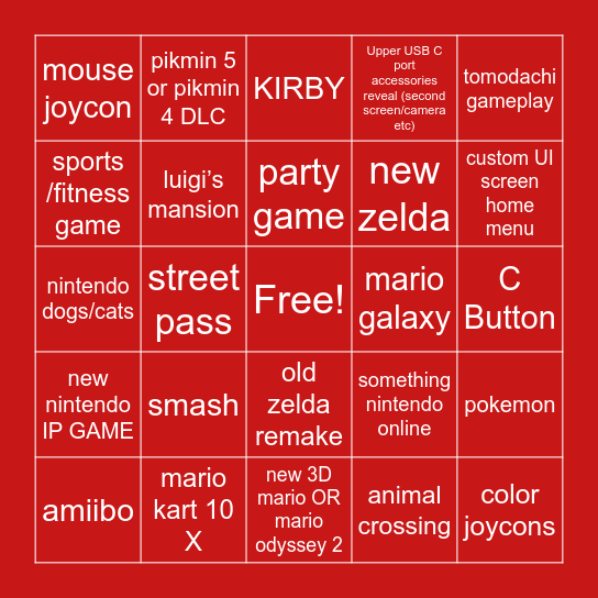 Nintendo Switch 2 Direct Bingo Card